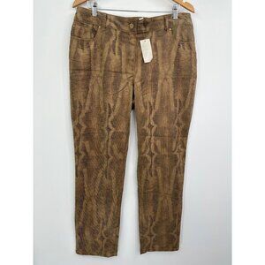 Chico's Ultimate Fit Slim Leg Snake Print Pant Tan 2.5 NEW